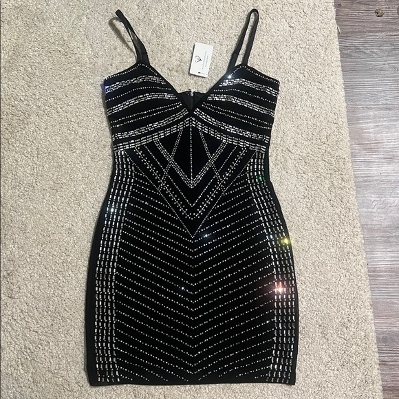 Windsor Dresses & Skirts - Windsor Black Rhinestone Mini Dress